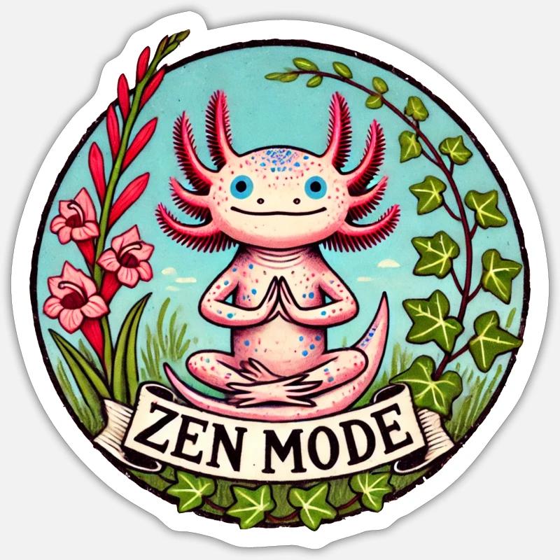 Zen Mode Axolotl - Sticker size S (10 x 10 cm) - white matte