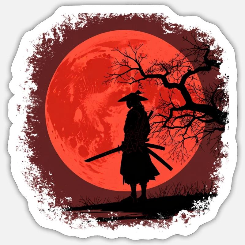 Samurai - Sticker Größe S (10 x 10 cm) - Mattweiß