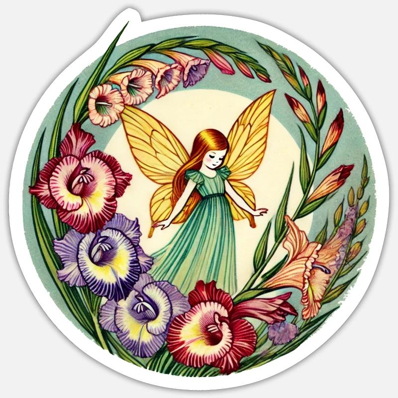 Fée Glaïeul - Sticker taille S (10 x 10 cm) - blanc mat