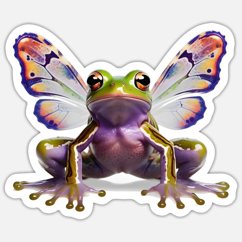 Grenouille papillon psychédélique de Goa Sticker taille S (10 x 10 cm)