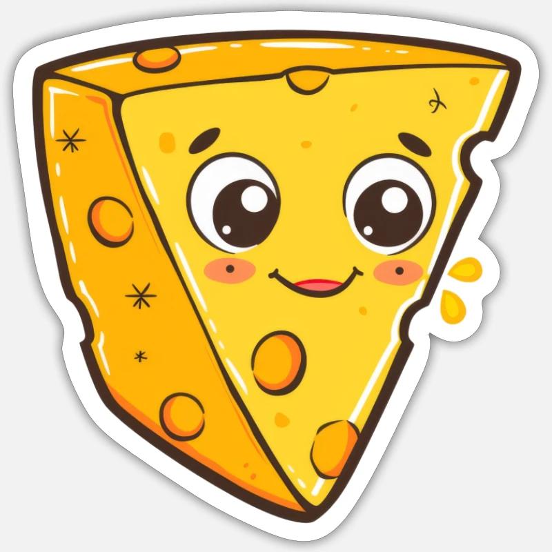 Fromage Happy Lined - Sticker taille S (10 x 10 cm) - blanc mat
