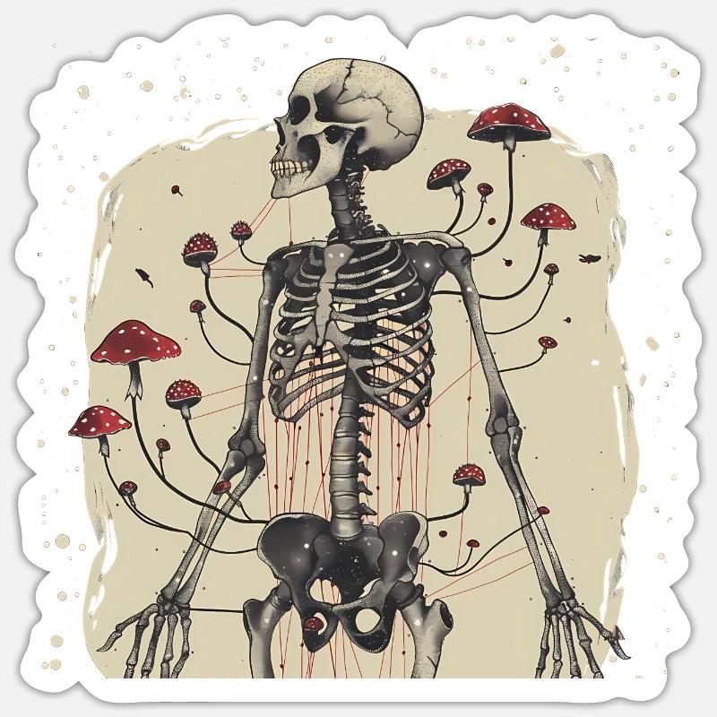 Morbid Horror Toadstool Skeleton Sticker size S (10 x 10 cm)
