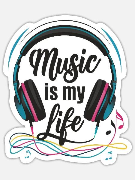 Musik ist mein Leben - Sticker Größe S (10 x 10 cm) - Mattweiß