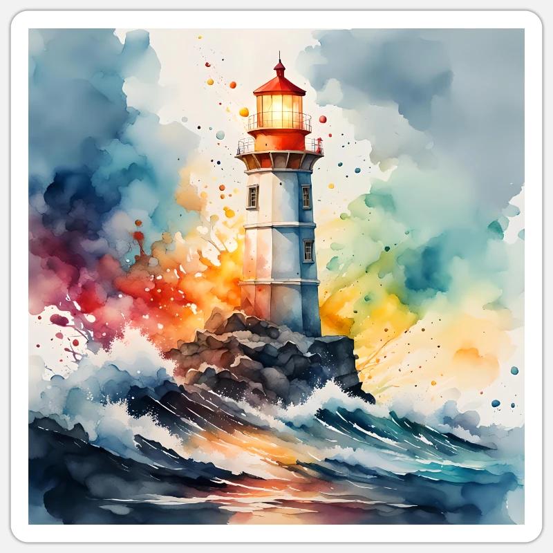 Phare - Sticker taille S (10 x 10 cm) - blanc mat