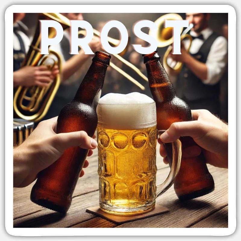 Prost Bier - Sticker Größe S (10 x 10 cm) - Mattweiß
