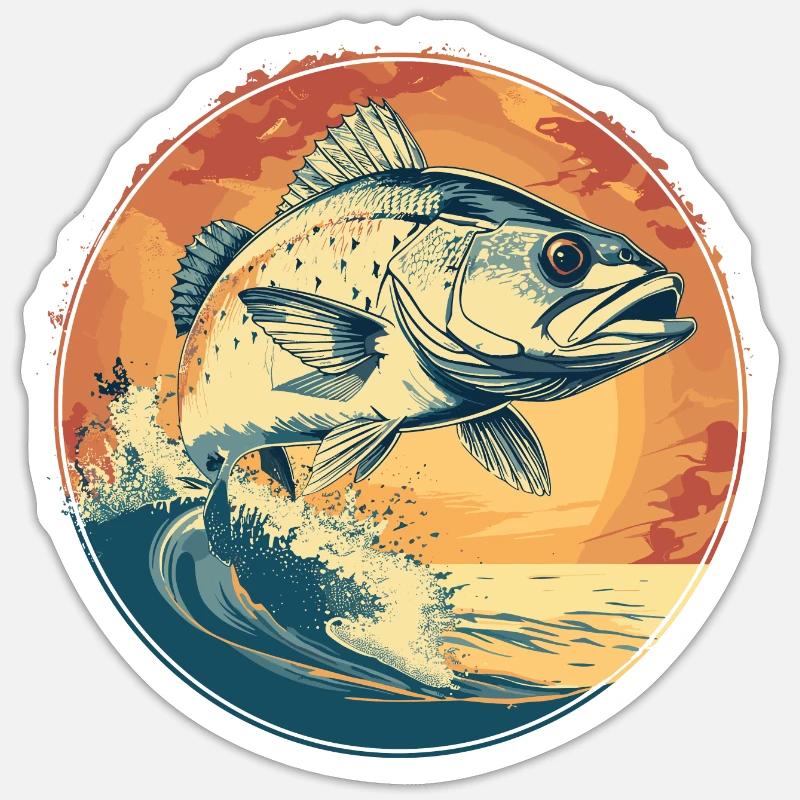Illustration de poisson - Sticker taille S (10 x 10 cm) - blanc mat