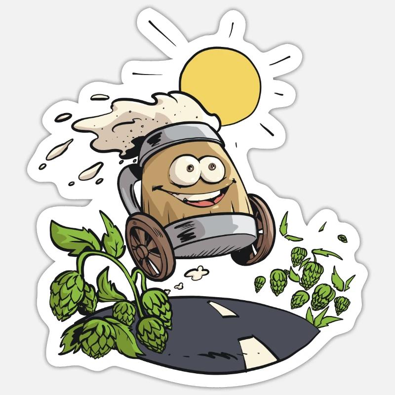 Bière joyeuse - Sticker taille S (10 x 10 cm) - blanc mat