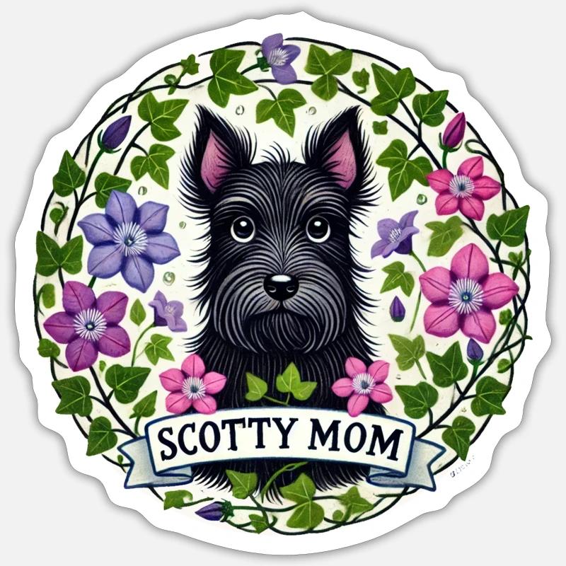 Scotty Maman - Sticker taille S (10 x 10 cm) - blanc mat