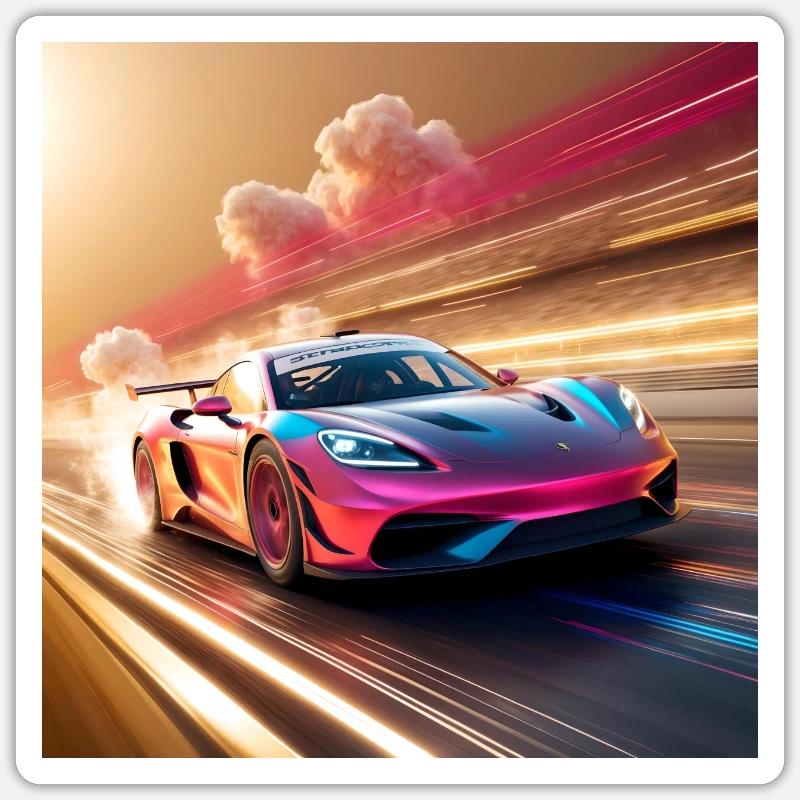 A sleek lowpoly 3D car model Une voiture de course Sticker taille S (10 x 10 cm)