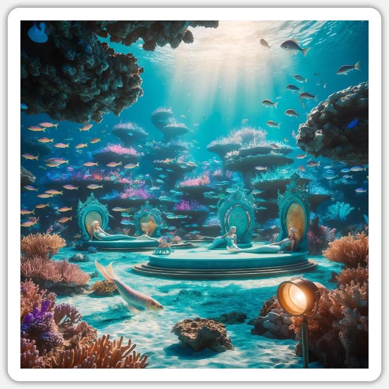Tauchen Sie ein in ein ätherisches 3D-Rendering von A Magical Under Sticker Größe S (10 x 10 cm)