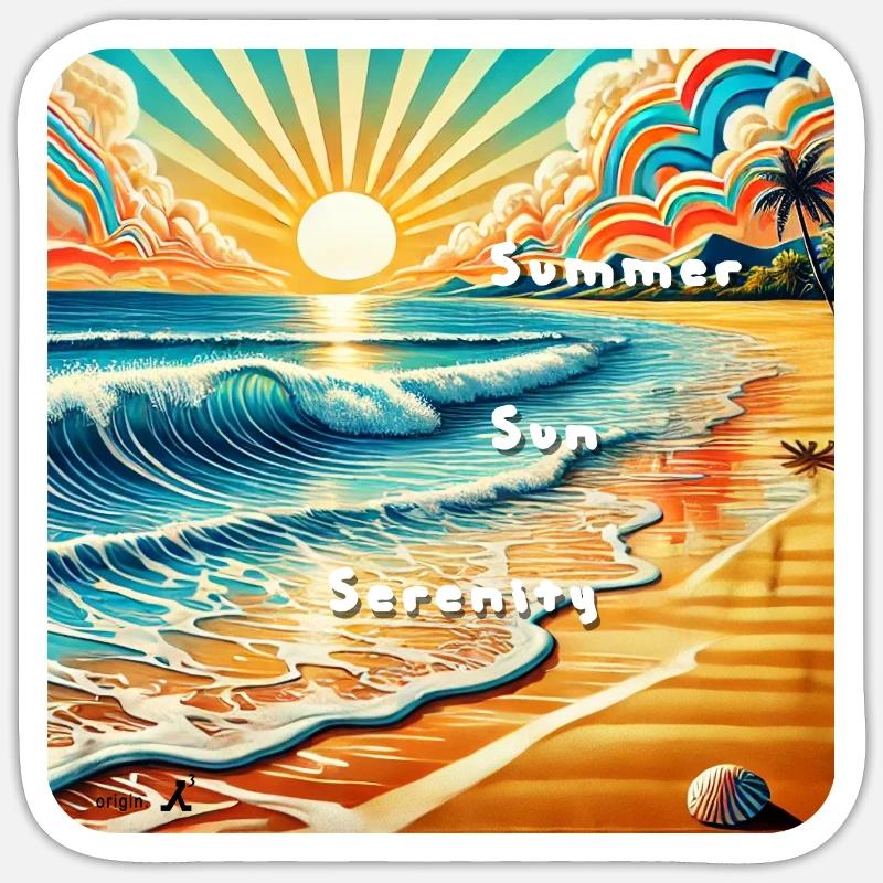 sunset beach Sticker Größe S (10 x 10 cm)
