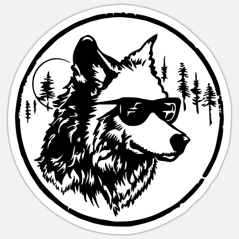 Wolf - Sticker Größe S (10 x 10 cm) - Mattweiß