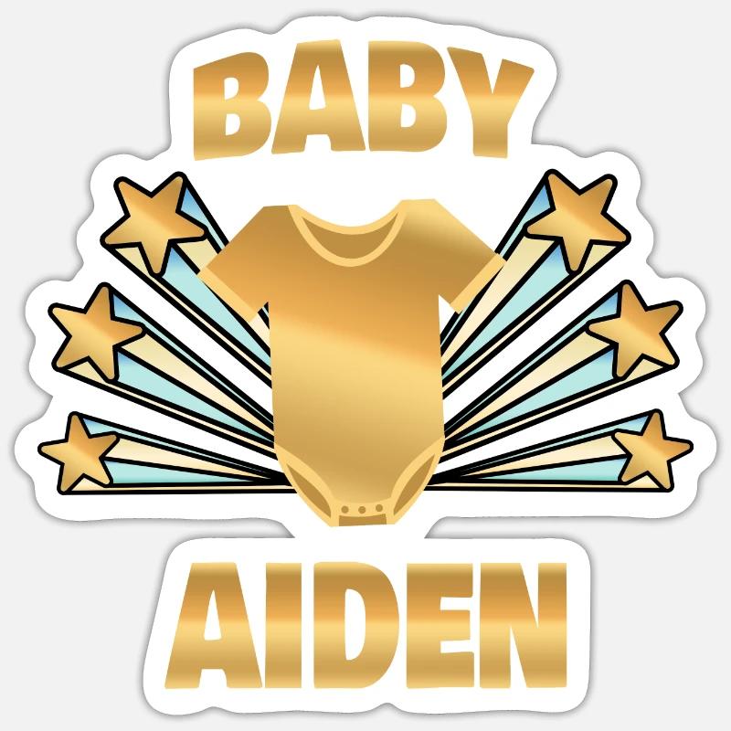 Aiden as a birth - Sticker size S (10 x 10 cm) - white matte