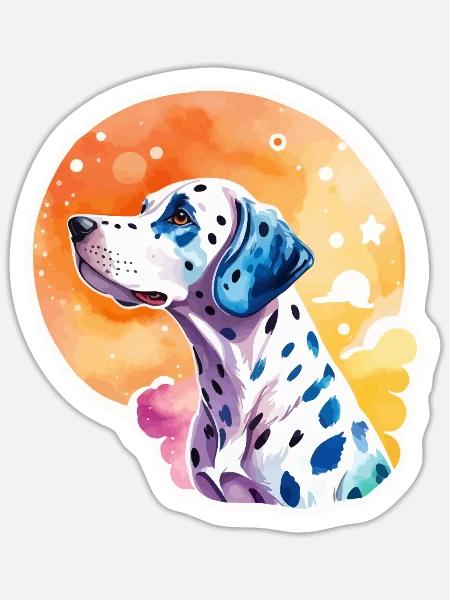 Dalmatiner Wasserfarben - Sticker Größe S (10 x 10 cm) - Mattweiß