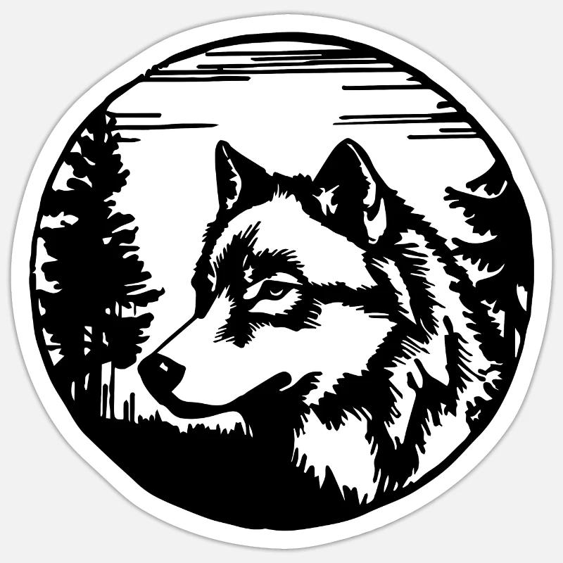 Wolf - Sticker Größe S (10 x 10 cm) - Mattweiß