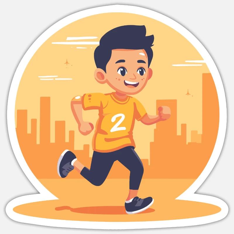 Graphique Marathon Boy - Sticker taille S (10 x 10 cm) - blanc mat