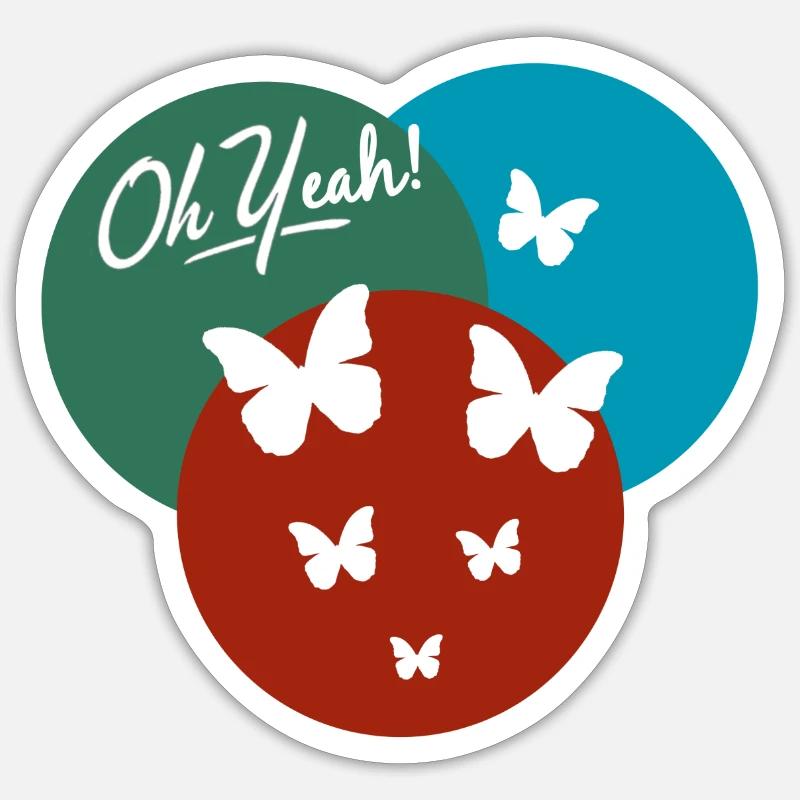 Oh yeah papillon - Sticker taille S (10 x 10 cm) - blanc mat