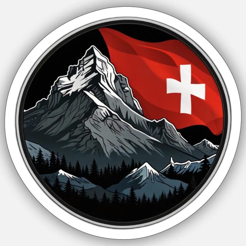 Schweizer Flagge - Sticker Größe S (10 x 10 cm) - Mattweiß