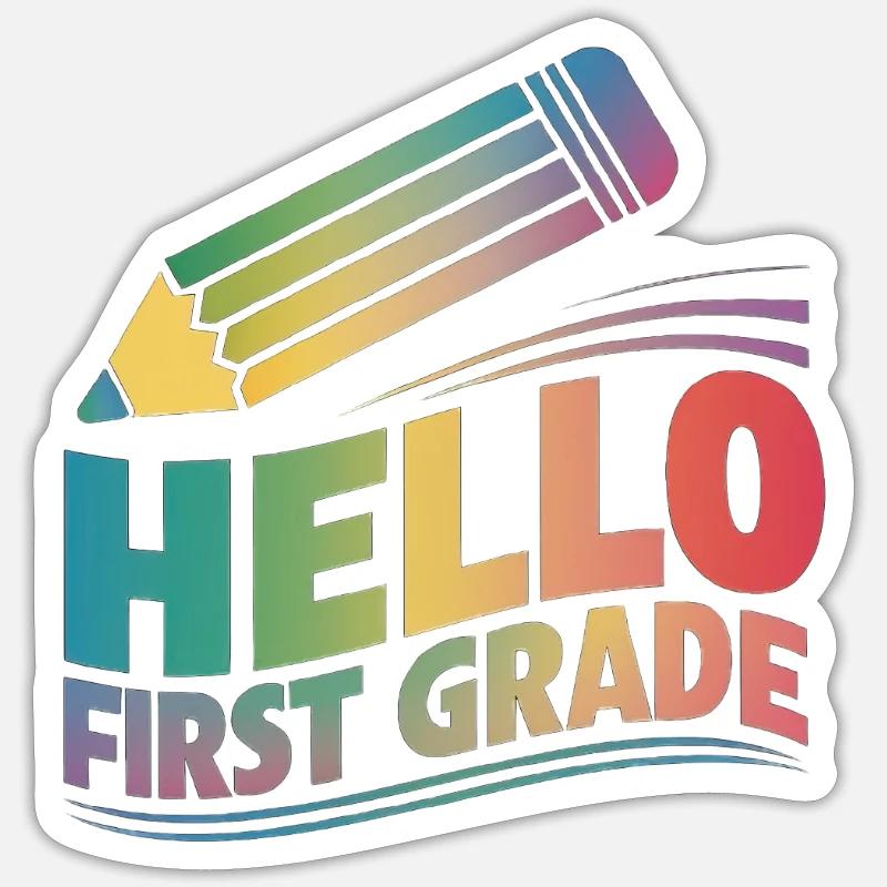 Hello First Grade - Sticker size S (10 x 10 cm) - white matte
