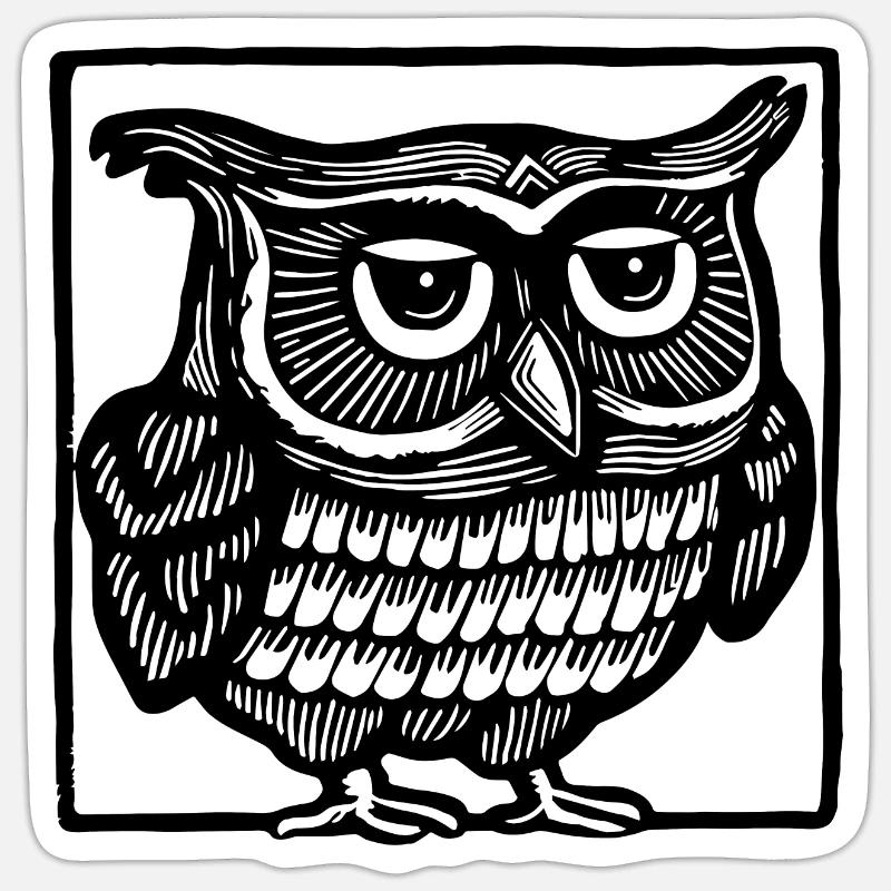 Eule - Sticker Größe S (10 x 10 cm) - Mattweiß