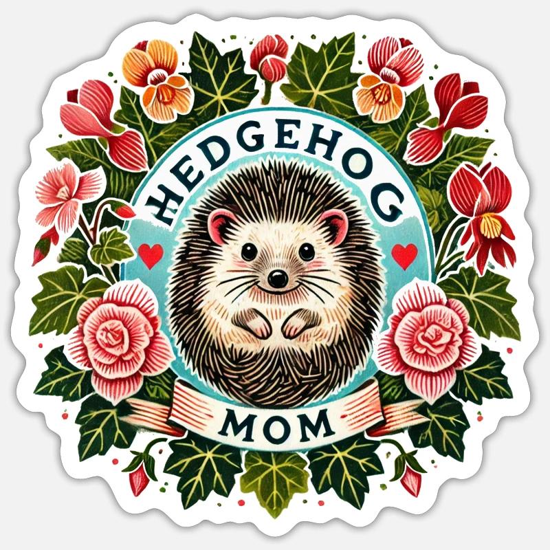 Igel-Mama - Sticker Größe S (10 x 10 cm) - Mattweiß