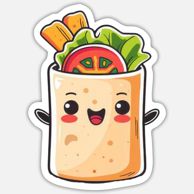 Süßer Burrito Comic - Sticker Größe S (10 x 10 cm) - Mattweiß