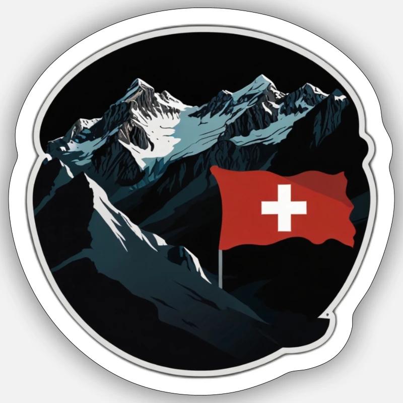 Schweizer Flagge - Sticker Größe S (10 x 10 cm) - Mattweiß