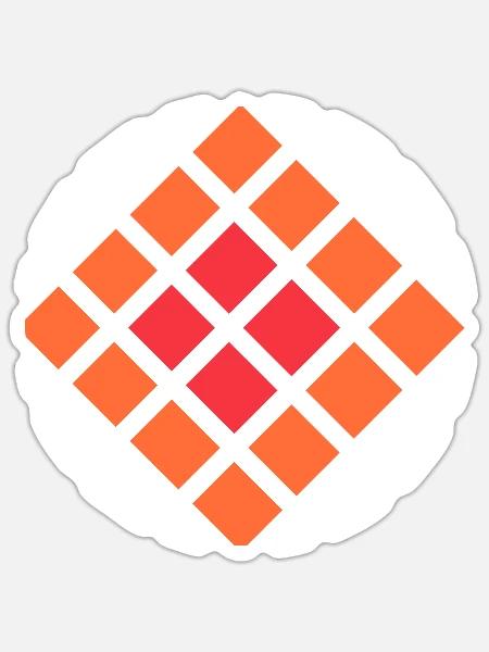 Coole quadratische Kunst mit Feuertönen - Sticker Größe S (10 x 10 cm) - Mattweiß