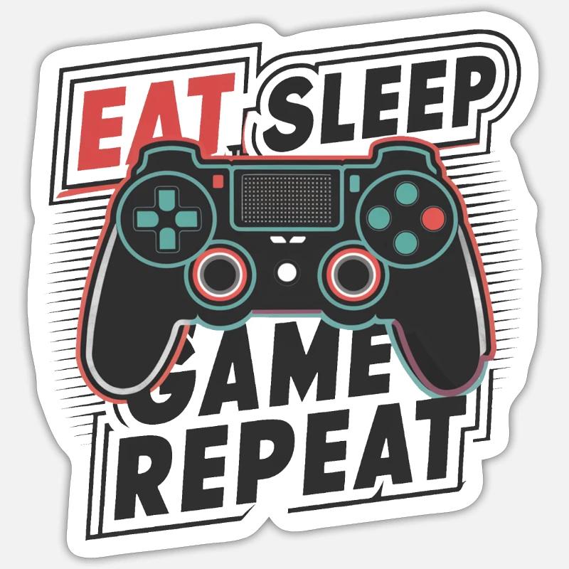 Eat, Sleep, Game, Repeat - Sticker size S (10 x 10 cm) - white matte