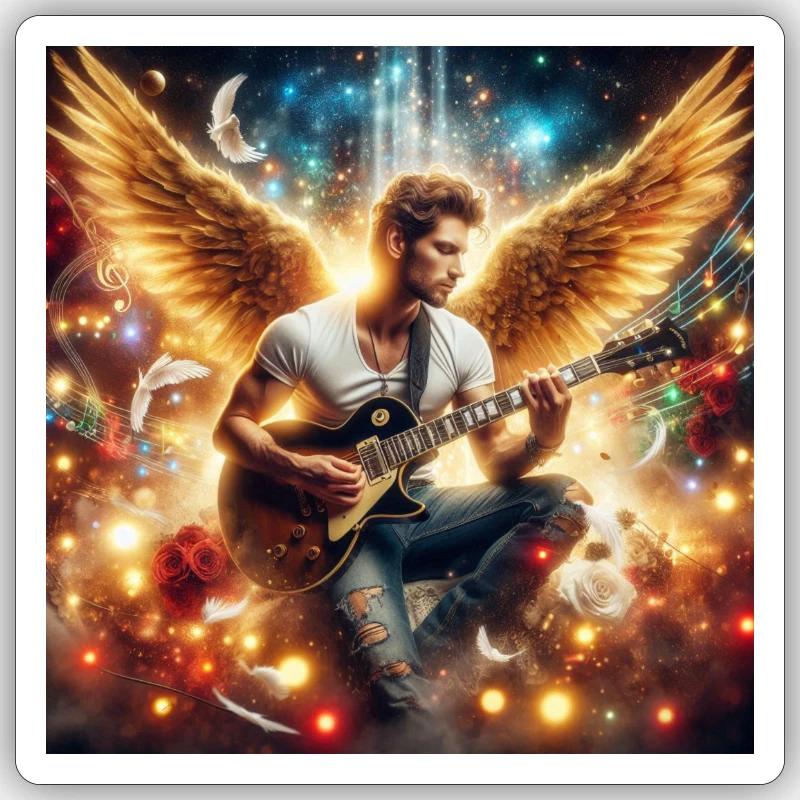 guitar - Sticker taille S (10 x 10 cm) - blanc mat