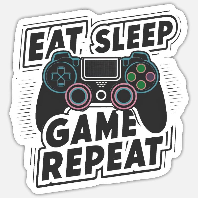 Eat, Sleep, Game, Repeat - Sticker size S (10 x 10 cm) - white matte