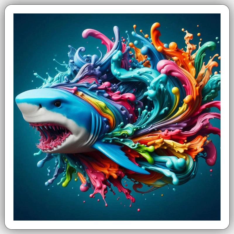 Requin - Sticker taille S (10 x 10 cm) - blanc mat