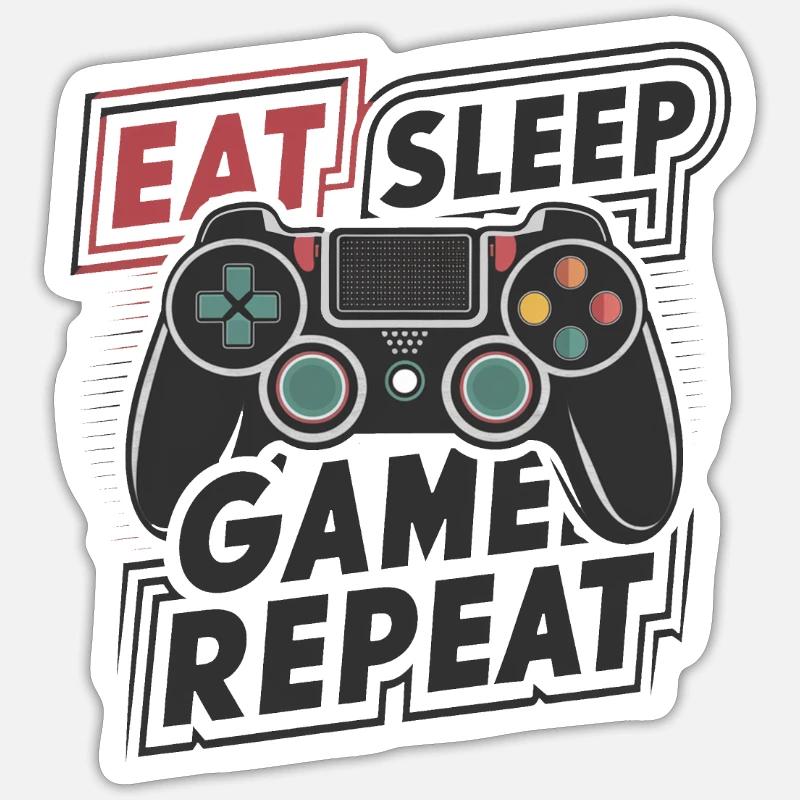 Manger, dormir, jouer, répéter - Sticker taille S (10 x 10 cm) - blanc mat