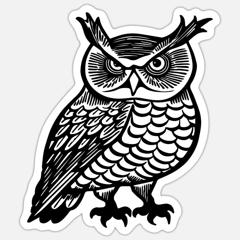 Eule Eulen Vogel - Sticker Größe S (10 x 10 cm) - Mattweiß