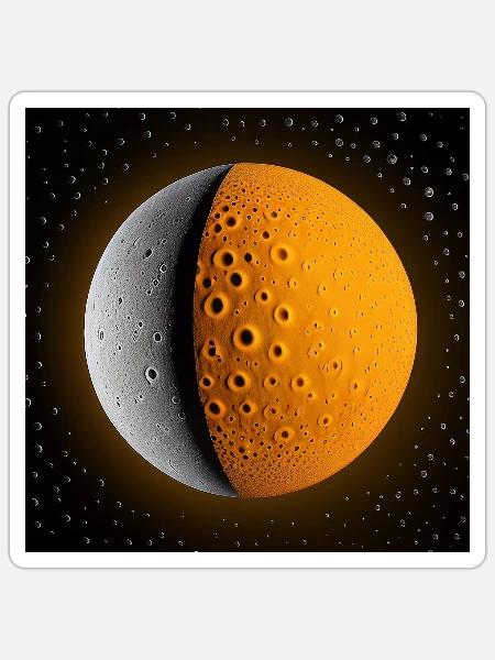 Orangegrauer Planet - Sticker Größe S (10 x 10 cm) - Mattweiß