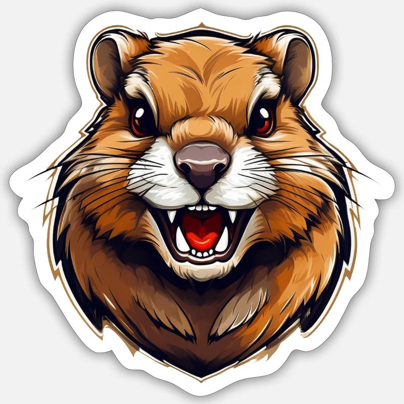 Wild angry animal pugnacious combative gopher Sticker size S (10 x 10 cm)