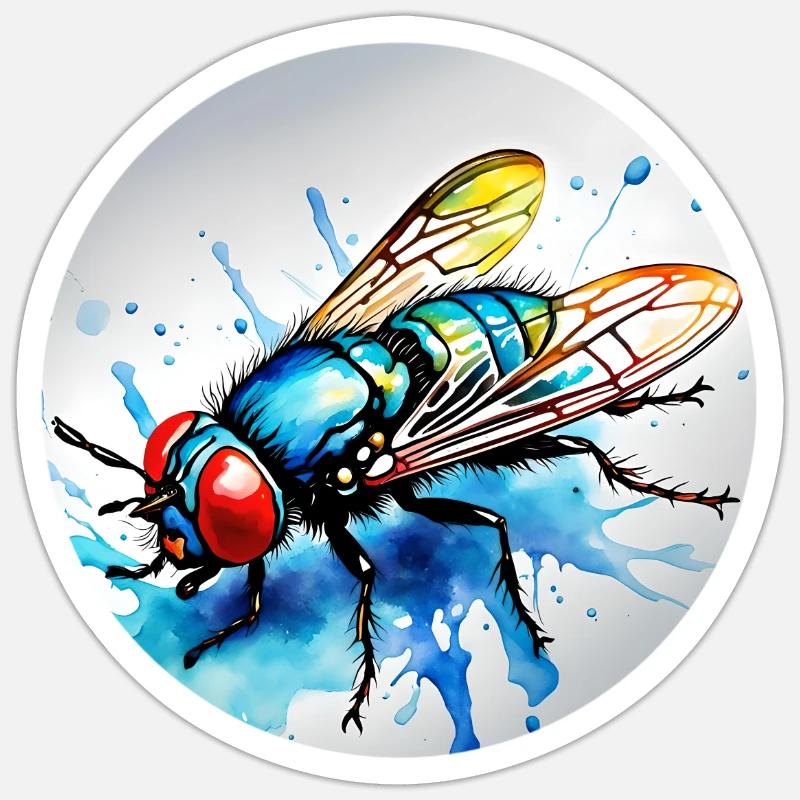 Fliege rund - Sticker Größe S (10 x 10 cm) - Mattweiß