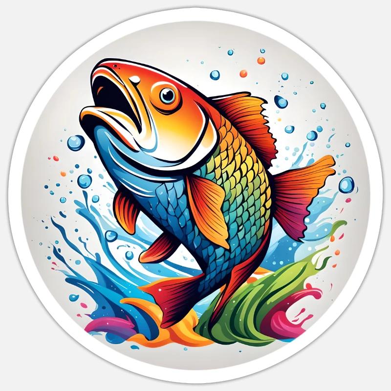 Fish Round Batch Sticker size S (10 x 10 cm)