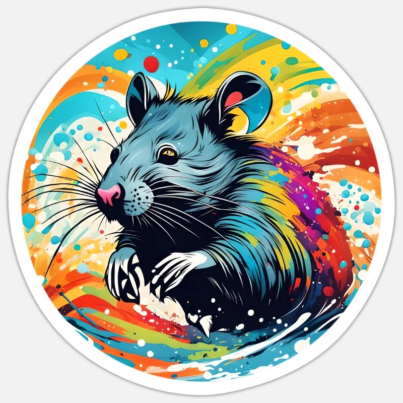 Lot rond de rat - Sticker taille S (10 x 10 cm) - blanc mat