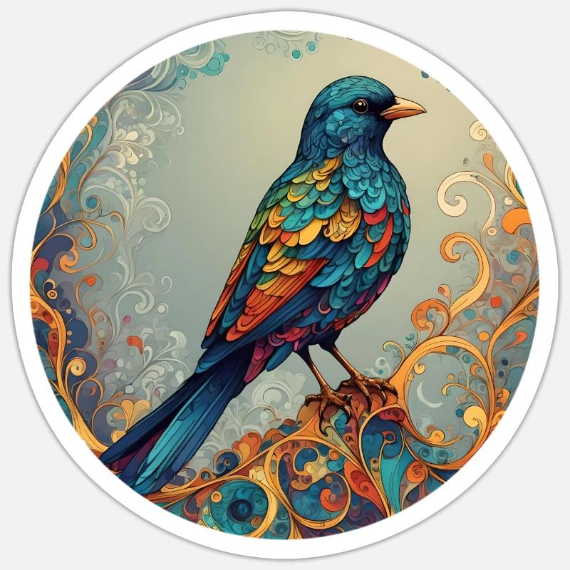 Bird Round Batch Sticker size S (10 x 10 cm)