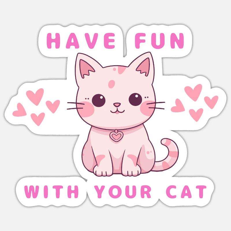 Amusez-vous avec votre chat - Sticker taille S (10 x 10 cm) - blanc mat