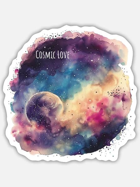 Cosmic Love - Sticker Größe S (10 x 10 cm) - Mattweiß