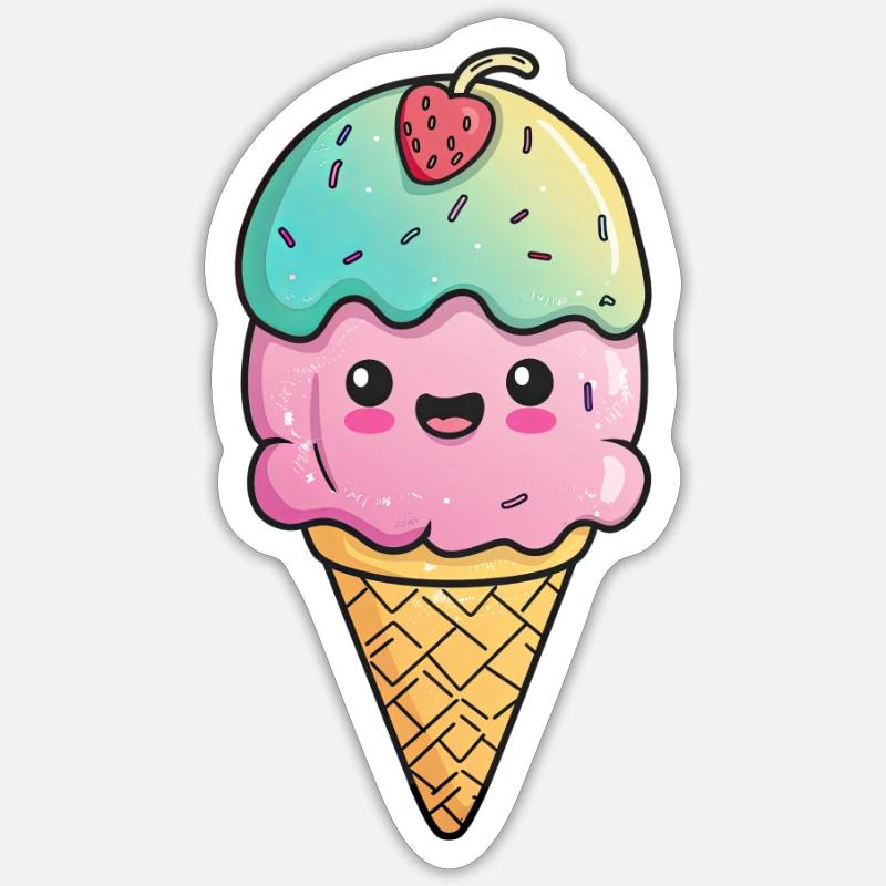 Eiscreme mit Gesicht Sticker Größe S (10 x 10 cm)