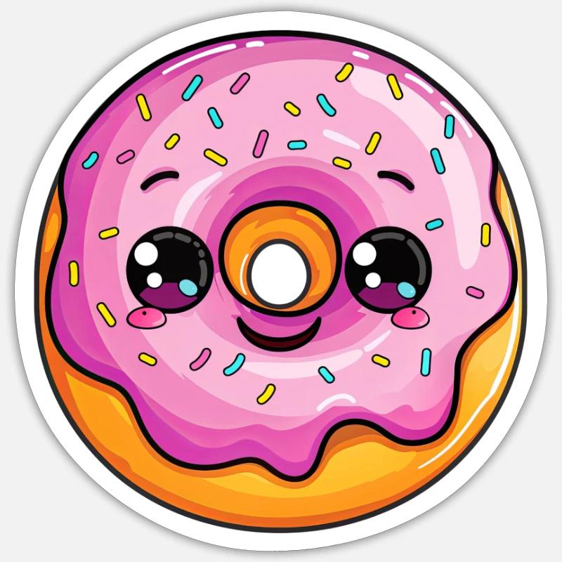 Donut with face - Sticker size S (10 x 10 cm) - white matte