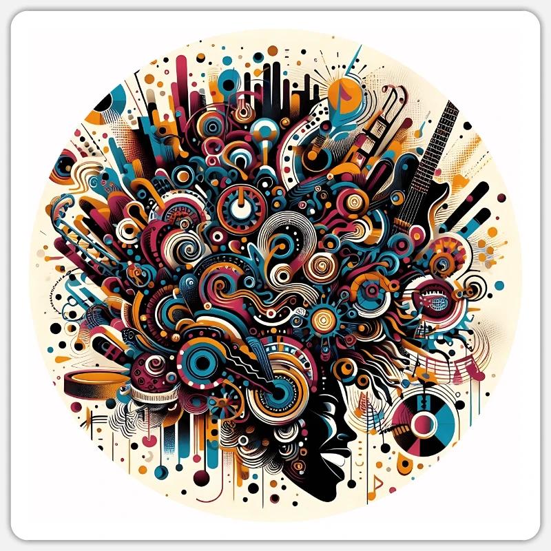 Afro Style Abstract Musical Explosion Sticker size S (10 x 10 cm)