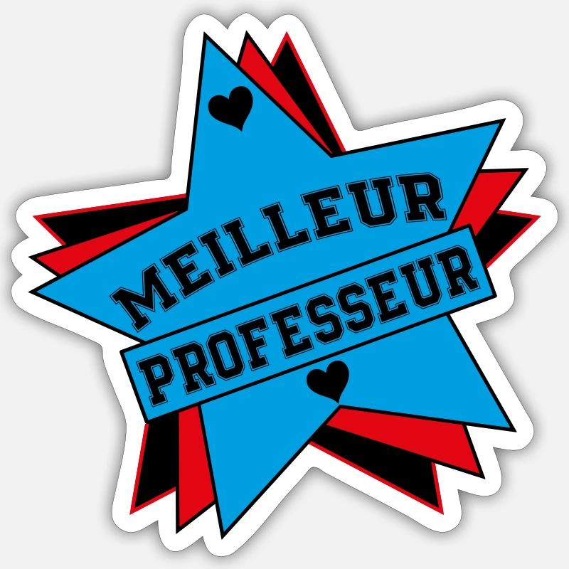MEILLEUR PROFESSEUR - Sticker taille S (10 x 10 cm) - blanc mat