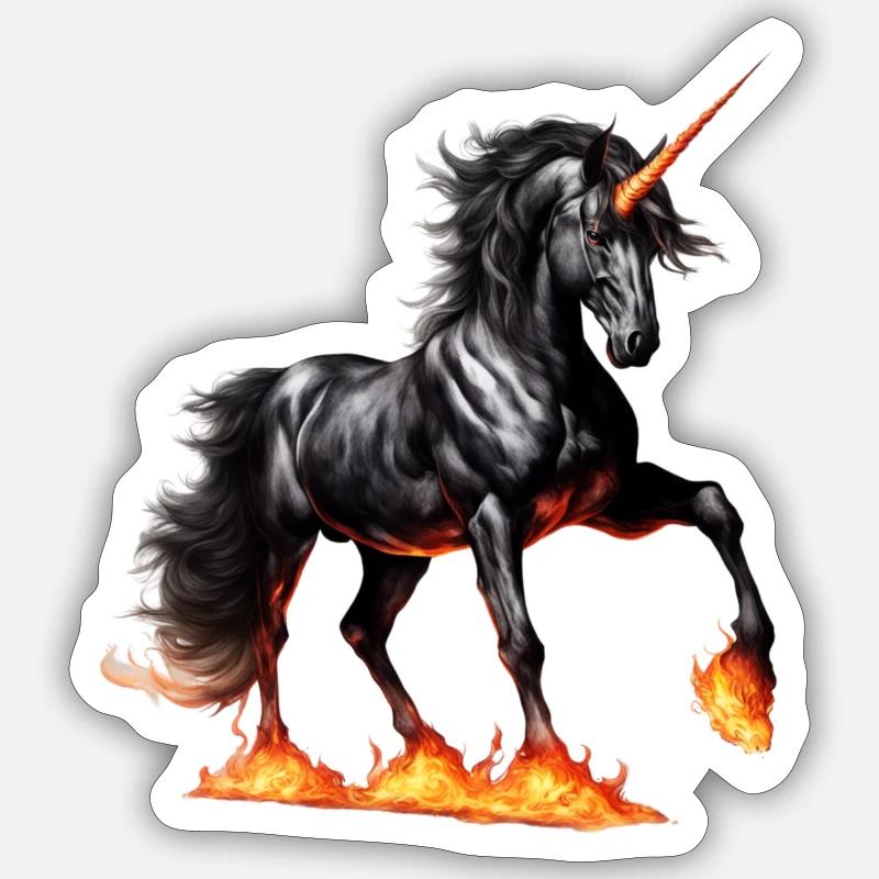 Das mächtige schwarze Einhorn Sticker Größe S (10 x 10 cm)