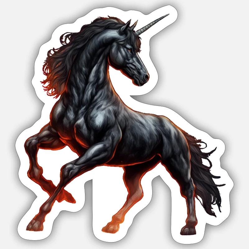 Das mächtige schwarze Einhorn Sticker Größe S (10 x 10 cm)