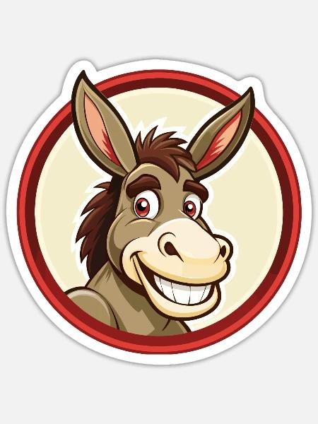 Esel Bunte Kawaii Cartoon Figur Clipart - Sticker Größe S (10 x 10 cm) - Mattweiß