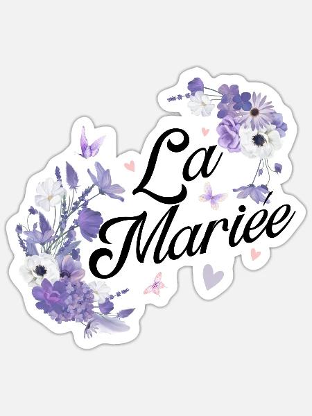 Die lila Blumenbraut - Sticker Größe S (10 x 10 cm) - Mattweiß